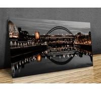 Tyne Bridge Newcastle panoramic Canvas Print Art wall framed, canvas print home decor wall art print (30x20 in (75cm x 50cm)) (30x16in 75x40cm) (24x12in 60x30cm)