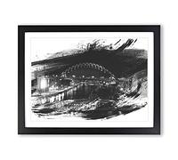 Tyne Bridge Newcastle V1 Modern Framed Print | A4 Black Framed Wall Art | Ready to Hang | Modern Cityscape Picture | Living Room Bedroom Lounge Office