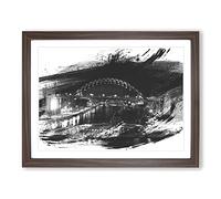 Tyne Bridge Newcastle V1 Modern Framed Print | A4 Walnut Framed Wall Art | Ready to Hang | Modern Cityscape Picture | Living Room Bedroom Lounge Office