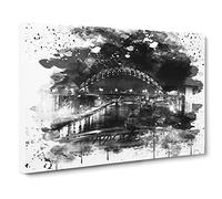 Tyne Bridge Newcastle V4 Modern Canvas Wall Art Print Ready to Hang, Framed Picture for Living Room Bedroom Home Office Décor, 24x16 Inch (60x40 cm)