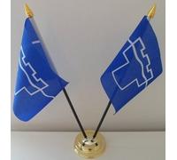 Tyne & Wear 2 Flag Desktop Table Display With Gold Base