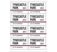 Tynecastle Park EH11 Edinburgh Hearts Road Sign Rectangular Matt Paper Stickers A4 Sheet of 8 (Each Sticker is 99mm x 68mm)
