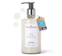 TYNEHAM Joy Hand and Body Lotion 300ml Clear Bottle - Natural Body Moisturiser, Hydrating Vegan Hand Cream Pump, Cruelty-Free Lotion with Essential Oils, Refillable Pump Dispenser, Made in England
