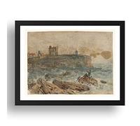 Tynemouth Priory Seen from the South, across Prior's Haven, 1797 by Joseph Mallord William Turner RA, A3 reproduction in 17x13 inch frame