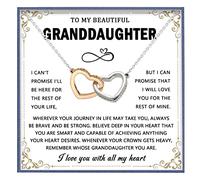 Tyniffer To My Beautiful Granddaughter Necklace Interlocking Heart Pendant Necklace To My Granddaughter Birthday Gifts Graduation Gift form Grandma Grandpa (White Card), Brass, No Gemstone