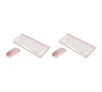 Tynmoel 2X 2.4Ghz Ultra-Thin Wireless Keyboard and Mouse Combo with USB Receiver Mouse Keyboard Set(Rose Gold)