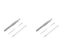 Tynmoel 2X 3 in 1 Earpick Comedones Stick Eyebrow Tweezer Cosmetic Tool Set