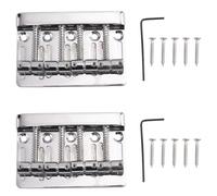 Tynmoel 2X 4 String Hardtail Bass Guitar Bridge for Precision PB Style Bass, Chrome