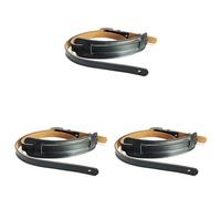Tynmoel 3X Leather and Metal Buckle Electric Guitar Strap Belt Shoulder Pad Adjustable Vintage Guitar Straps-Black Color