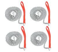 Tynmoel 4pcs 1.6M Heavy Duty Metal Chain Dog Puppy Walking Lead Leash Clip Red Handle