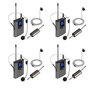 Tynmoel 4X UHF Portable Wireless Headset/Lavalier Lapel Microphone with Bodypack Transmitter and Receiver 1/4 Inch Output