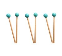 Tynmoel 6Pcs Soft Rubber Sticks Wood Handle Bell Mallets for Glockenspiel Xylophone Bell Music Instruments Parts Green