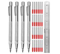 Tynmoel Tungsten Carbide Scriber with Magnet, Metal Scribe, with Extra 24 Replacement Marking Tip and Steel Ruler Metal Tungsten Carbide Scriber 4PCS
