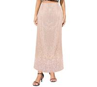 TYNORA Women's Shiny Sequin High Waisted Maxi Skirts Bodycon Long Mermaid Skirt Formal Skirts Dance Party Dress, Champagne, L
