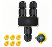 Tynoscco Y-Shape 3-Way IP68 Waterproof Junction Box, Quick-Release Cable Connector with M20 Glands,UL/ETL/CE Certified PC+PA66 Flame Retardant,Space-Saving Design for Landscape Lighting,4-12mm,Black