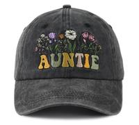 Tynqwegui Auntie Hat for Women, Adjustable Embroidered Cotton Aunt Garden Baseball Cap, Black, One Size
