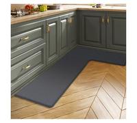 TYNXK Solid Color Kitchen L-shaped Soft Floor Mat Restaurant Corner Absorbent Floor Bathroom Non-slip Door Mats(Dark Grey,150x80x45cm)