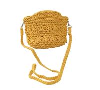 TYNXK Women's Crochet Bag Shoulder Crossbody Handbag Handmade Woven Casual Lady Fashion Small Rope(Yellow)