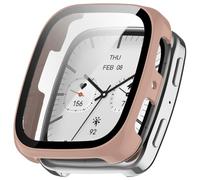 Tyogeephy Compatible with Amazfit Active 2 Square Coverage Case with Screen Protector, Disscool PC and Real Glass Protective Case Cover