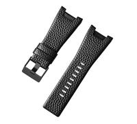 Tyogeephy Genuine Leather Watch Strap for DZ1216 DZ1273 DZ4246 DZ4247 DZ4287 Models, 32mm Pin Buckle Band with Stainless Steel Clasp, Quick Release, Black