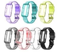 Tyogeephy Sport Band Compatible for Fitbit Luxe Activity Tracker with Bumper Case, Girl Women Men Clear Soft Silicone Sports Band Strap for Fitbit Luxe