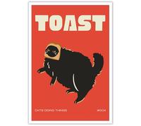 TYOHU Funny Black Cat Bread Kitchen Canvas Wall Art - Cute Quirky Toast Posters for Cat Lovers - Funky Pet Animal Print Decor for Kitchen Living Room 24x36in Unframed