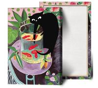 TYOHU Retro Matisse Goldfish And Cat Posters Trendy Funny Black Cat Wall Art Prints Cute Colorful Table Goldfish Prints Painting For Home Bedroom Dorm Wall Decor 12x16in Framed