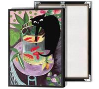 TYOHU Retro Matisse Goldfish And Cat Posters Trendy Funny Black Cat Wall Art Prints Cute Colorful Table Goldfish Prints Painting For Home Bedroom Dorm Wall Decor 16x24in Framed