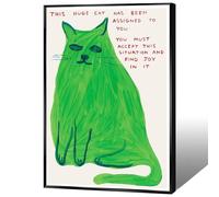 TYOHU This Huge Cat Has Been Assigned To You You Must Accept This Situation And Find Joyin It Posters Funny Cute Minimalist Green Cat Painting For Home Bedroom Dorm Wall Decor 12x16in Framed