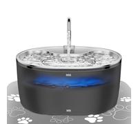 Tyonto Stainless Steel LED Cat Water Fountain, 3.2 L/108.2 Oz Ultra Quiet Water Dispenser Von USB Powered Activated Carbon, Multi-Stage Filtration (Fountain, Black)