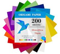 TYOREW 200 Sheets Origami Paper, 20x20 cm/8 Inch, 20 Colors, Double Sided, Perfect for Origami, Crafts, Art Projects