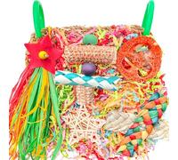 Tyotrbs Parakeet Toys, Bird Toys Conure Grass Mat Budgie Shredder Hanging Set Cockatiel Foraging Toys Parrot Climbing Wall Toy Lovebird Cage Accessories for Small Birds