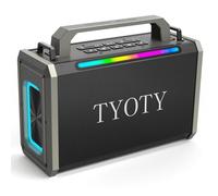 TYOTY Portable Bluetooth Speaker 80W Loud Wireless Outdoor Stereo Sound Deep Bass IPX5 Waterproof Big Powerful Large Party Speakers with Colorful LED Lights, USB for Home Travel Camping (Black)