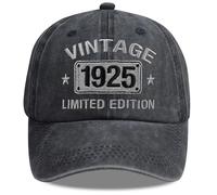TypasTdqk 100th Birthday Decorations for Women Men, Vintage 1925 Hat, 100 Year Old Baseball Cap, Retirement Birthday Gifts for Grandpa Grandma Papa Mama Dad Mom Black