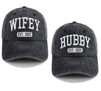 TypasTdqk Engagement Gifts for Couples, Wifey & Hubby Est 2025 Hats, Couples Baseball Cap, Anniversary Honeymoon Birthday Gifts for New Husband Wife Mr Mrs Black Black