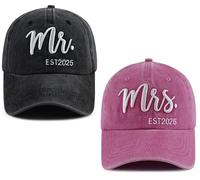 TypasTdqk Mr and Mrs Gifts for Men Women, Mr Mrs 2025 Hat, Wedding Registry Gifts Baseball Cap, Honeymoon Engagement Party Decorations for Couples Wife Hubby Black Pink
