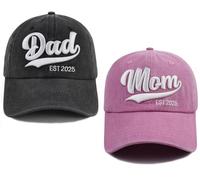 TypasTdqk New Parents Gifts for Couples, Mom and Dad Est 2025 Hats, Mama Papa Baseball Cap, Fathers Mothers Day Christmas Birthday Gifts for Daddy Mommy Pops Black Pink