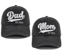 TypasTdqk New Parents Gifts for Couples, Mom and Dad Est 2025 Hats, Mama Papa Baseball Cap, Fathers Mothers Day Christmas Birthday Gifts for Daddy Mommy Pops Black Black