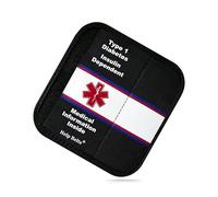 Type 1 Diabetes Insulin Dependent Medical Alert Seatbelt Cover for Child Car Seat (6”) Featuring an Emergency Information Form and Pocket by Help Belts. (Black 6")