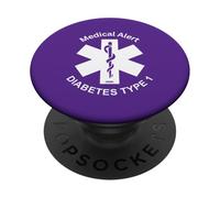 Type 1 Diabetes Medical Alert (Purple) PopSockets Adhesive PopGrip