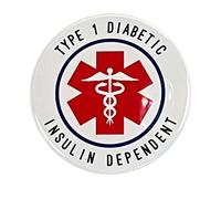 Type 1 Diabetic Alert Button Pinback Large 2.25 Inch Diameter Pin Insulin Dependent