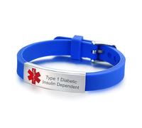 Type 1 Diabetic Insulin Dependent Bracelet Adjustable Silicone Medical Alert ID Wristbands Insulin Dependent Type 1 Diabetes Medical Bracelets with Medical Card for Teen Adults, M, Metal, Agate