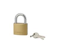 Type 1 Padlock with Shackle, 50 mm, Golden for Indoor Use - Double Pin Lock - Brass Body and 2 Steel Keys - Shackle Diameter 9 mm, Height 24 mm, Useful Width 25 mm, Nickel-Plated Hardened Steel