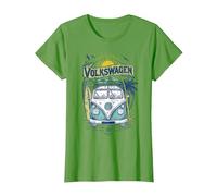 Type 2 Campervan Catch The Waves Surfing Van T-Shirt, Women, Grass Green, Small