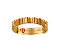 (TYPE 2 DIABETES) Spring Women Men Medical Alert ID Stretch Bracelet Gold Plate Engraving Hot