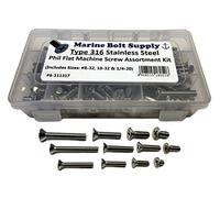 Type 316 Stainless Steel Phillips Flat Machine Screw Kit Marine Bolt Supply 6-111317