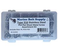 Type 316 Stainless Steel Phillips Pan Sheet Metal Screw Kit Marine Bolt Supply 6-111916