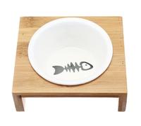 (Type A) Elevated Dog Cat Bamboo Pet Feeder Ceramic Bowl Raised Stand 3 Size Durable