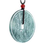 Type A Jadeite Natural Icy Dark Green Bagua Eight Trigrams Coin Pendant Necklace Feng Shui Balance Protection Good Fortune Amule