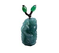 Type A Jadeite Pi Xiu Pendant, Blue Ice Carving, 40.3mm | Carved Jadeite Charm, Braided Cord Necklace, Blue Green Stone Pendant, Statement Jewelry